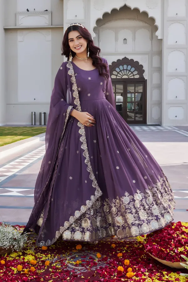 Purple_Fox_Georgette_Gowns_For_women