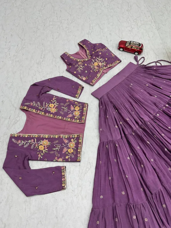 Purple_Chinon_Lehenga_Choli_For_women