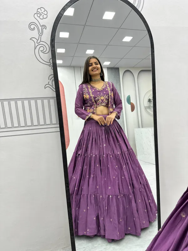 Purple_Chinon_Lehenga_Choli_For_women