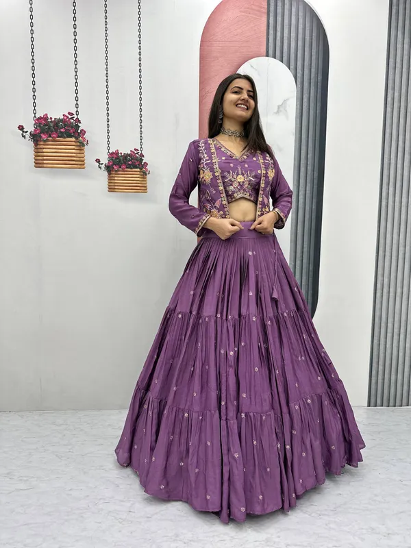Purple_Chinon_Lehenga_Choli_For_women