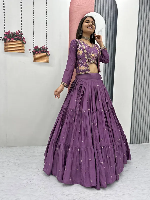 Purple_Chinon_Lehenga_Choli_For_women