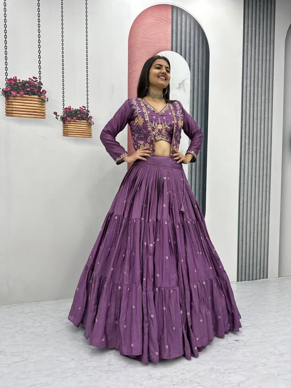 Purple_Chinon_Lehenga_Choli_For_women