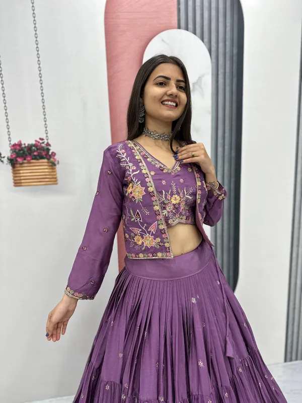 Purple_Chinon_Lehenga_Choli_For_women