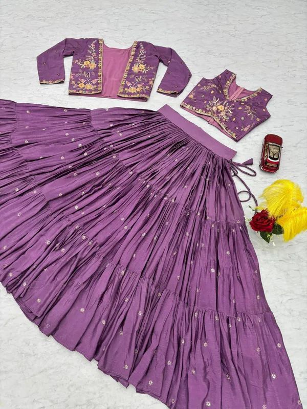 Purple_Chinon_Lehenga_Choli_For_women