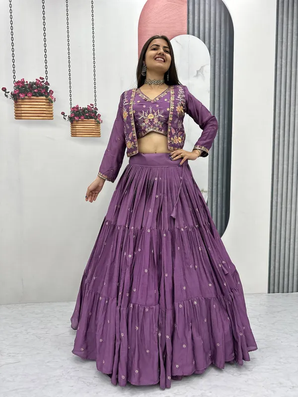 Purple_Chinon_Lehenga_Choli_For_women
