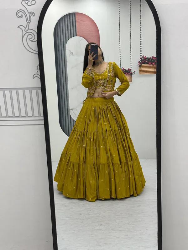 Master_Yellow_Chinon_Lehenga_Choli_For_women