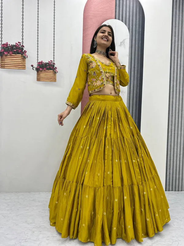 Master_Yellow_Chinon_Lehenga_Choli_For_women
