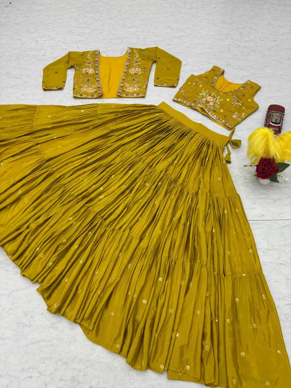 Master_Yellow_Chinon_Lehenga_Choli_For_women