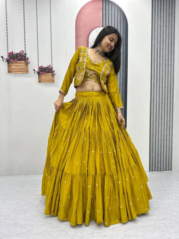 Master_Yellow_Chinon_Lehenga_Choli_For_women