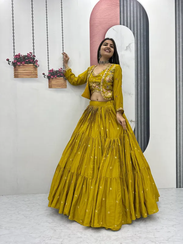 Master_Yellow_Chinon_Lehenga_Choli_For_women