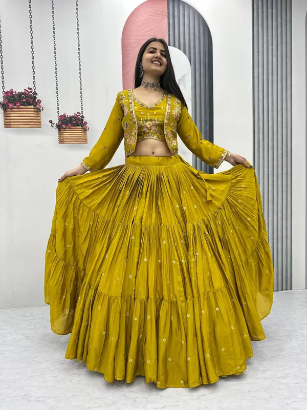 Master_Yellow_Chinon_Lehenga_Choli_For_women