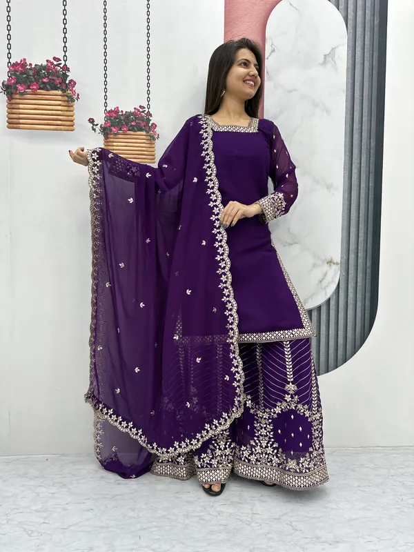 Blue_Heavy_Fox_Georgette_Sharara__For_women