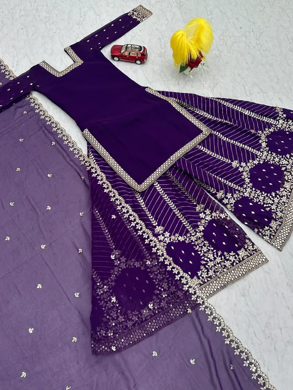 Blue_Heavy_Fox_Georgette_Sharara__For_women