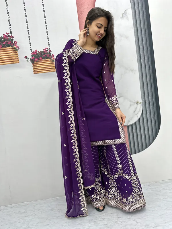 Blue_Heavy_Fox_Georgette_Sharara__For_women
