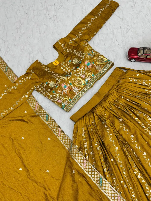 Master_Yellow_Pure_Vichitra_Lehenga_Choli_For_women