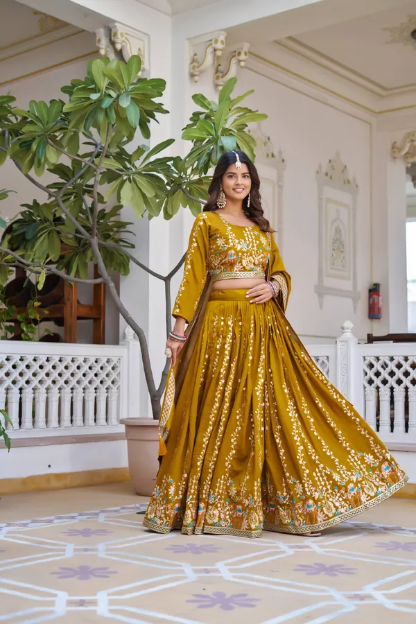 Master_Yellow_Pure_Vichitra_Lehenga_Choli_For_women