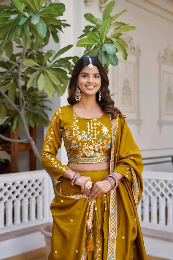 Master_Yellow_Pure_Vichitra_Lehenga_Choli_For_women