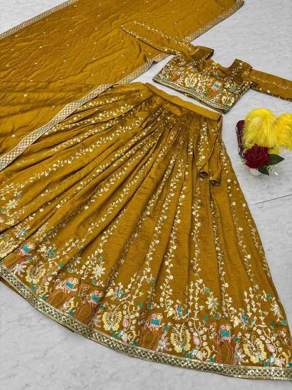 Master_Yellow_Pure_Vichitra_Lehenga_Choli_For_women