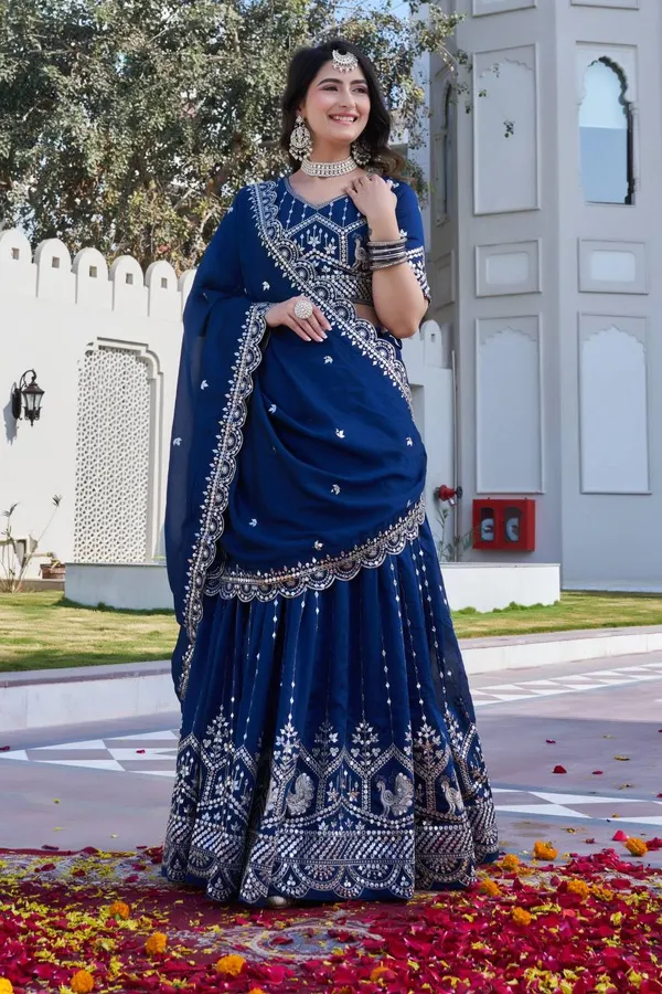 Navy_Blue_Pure_Vichitra_Lehenga_Choli_For_women