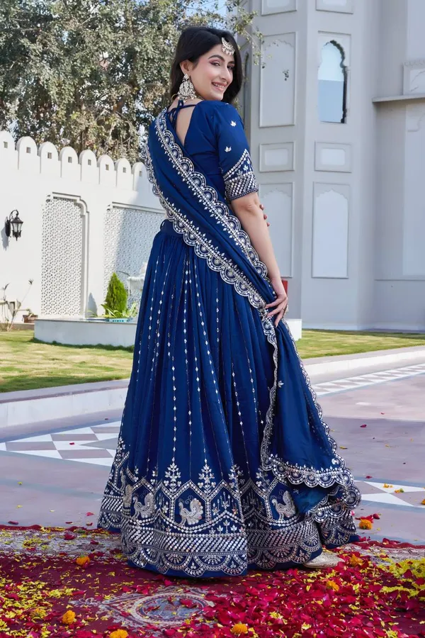 Navy_Blue_Pure_Vichitra_Lehenga_Choli_For_women