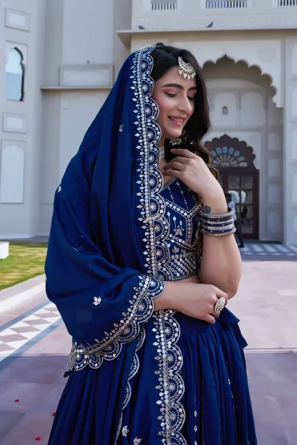 Navy_Blue_Pure_Vichitra_Lehenga_Choli_For_women