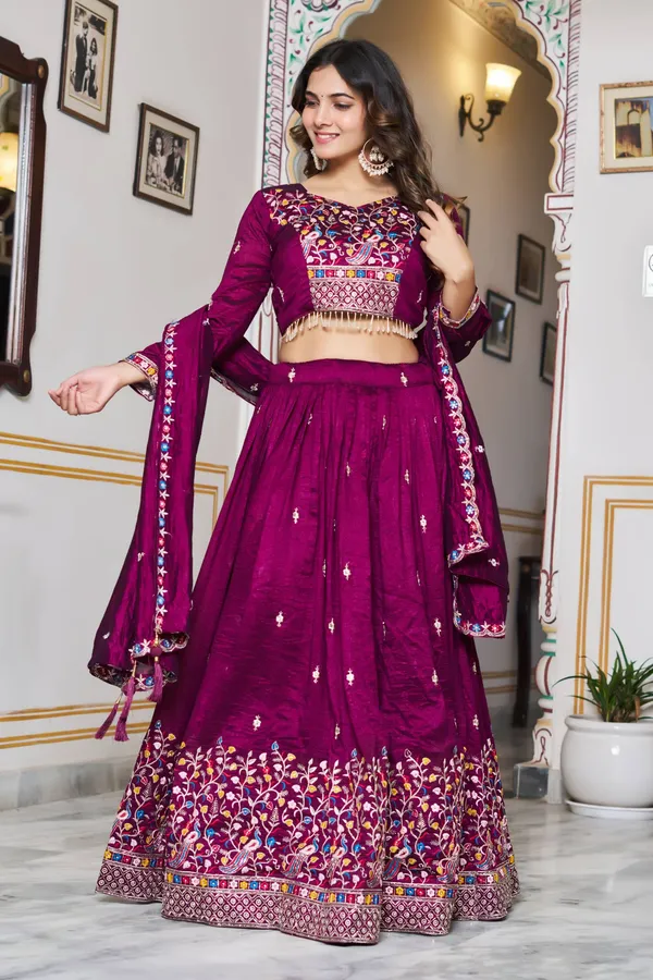 Pink_Pure_Vichitra_silk_Lehenga_Choli_For_women