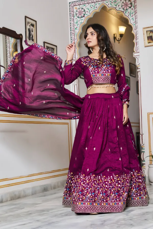 Pink_Pure_Vichitra_silk_Lehenga_Choli_For_women