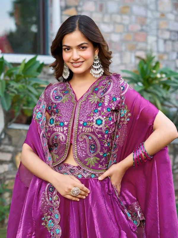 Purple_Pure_Fendy_silk_Lehenga_Choli_For_women