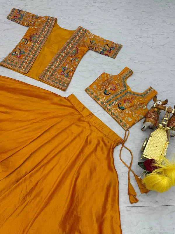 Yellow_Pure_Vichitra_Lehenga_Choli_For_women