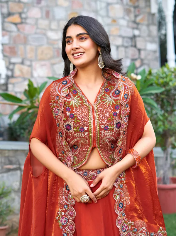 Orange__Pure_Fendy_silk_Lehenga_Choli_For_women