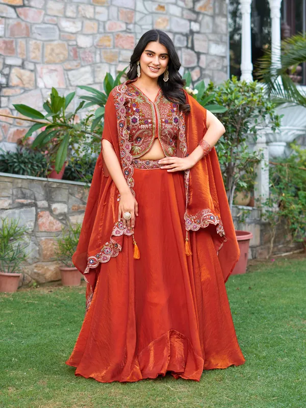Orange__Pure_Fendy_silk_Lehenga_Choli_For_women