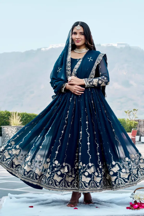 Blue_Pure_Vichitra_Gowns_For_women