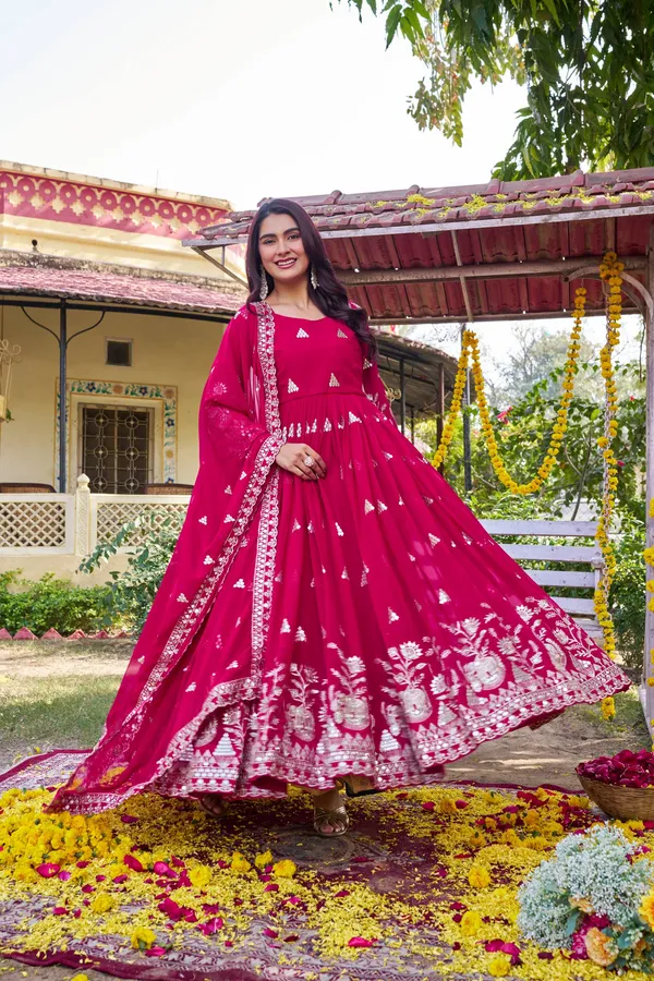 Pink_Pure_Vichitra_Gowns_For_women