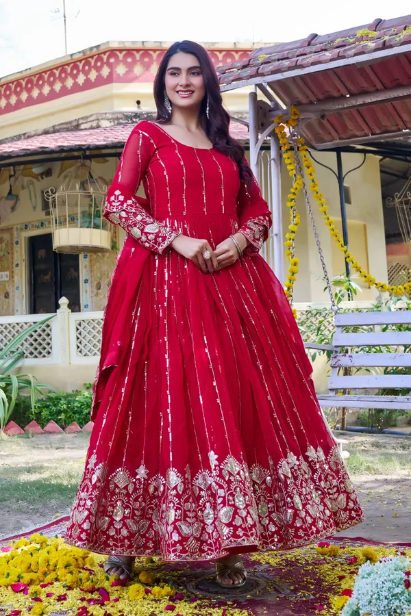 Red_Pure_Vichitra_Gowns_For_women