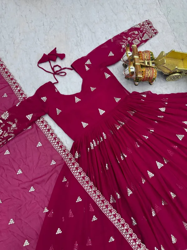 Pink_Pure_Vichitra_Gowns_For_women