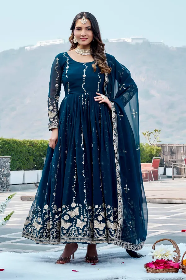 Blue_Pure_Vichitra_Gowns_For_women