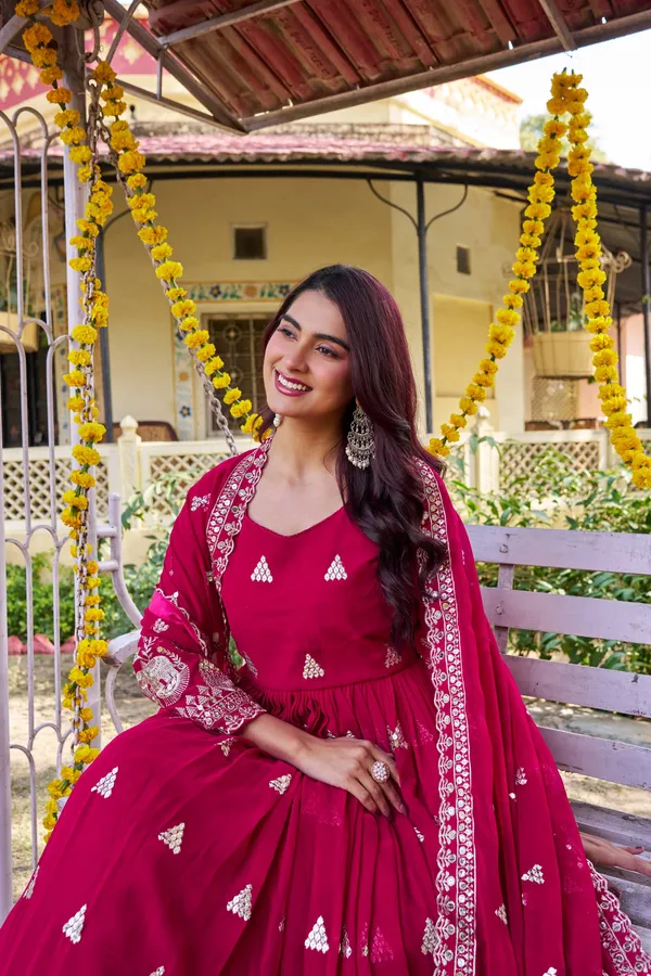 Pink_Pure_Vichitra_Gowns_For_women