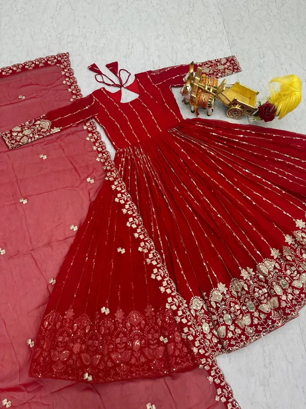 Red_Pure_Vichitra_Gowns_For_women