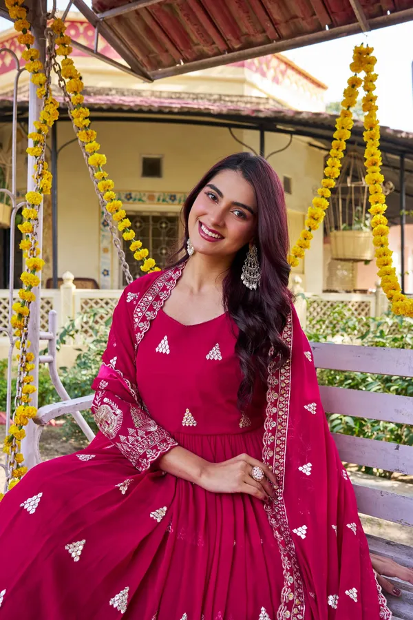 Pink_Pure_Vichitra_Gowns_For_women