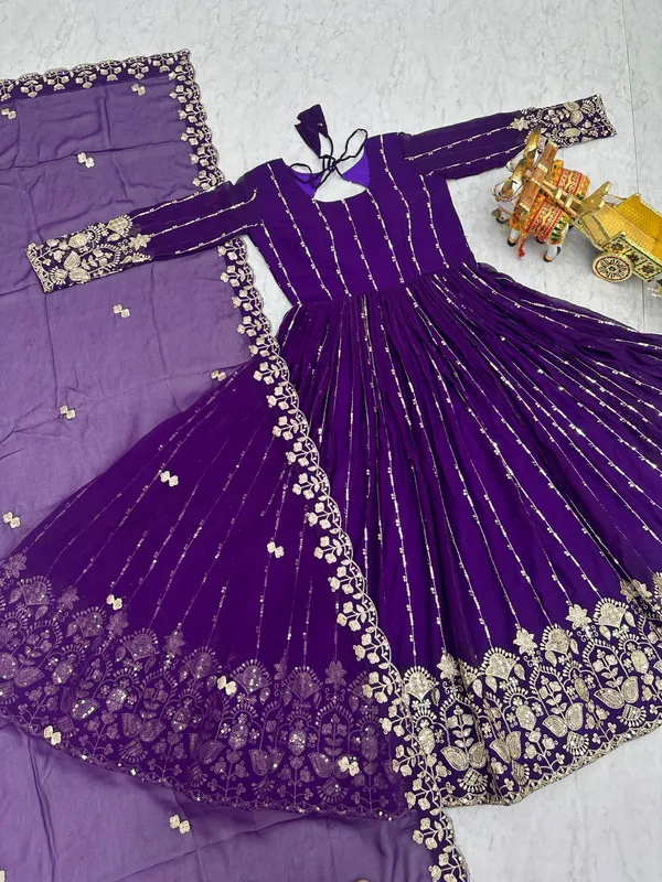 Blue_Pure_Vichitra_Gowns_For_women