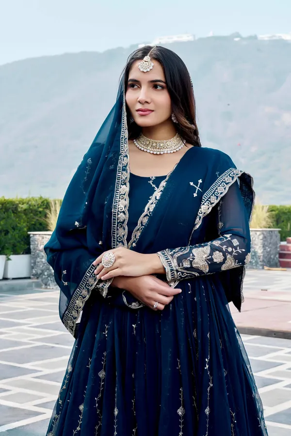 Blue_Pure_Vichitra_Gowns_For_women