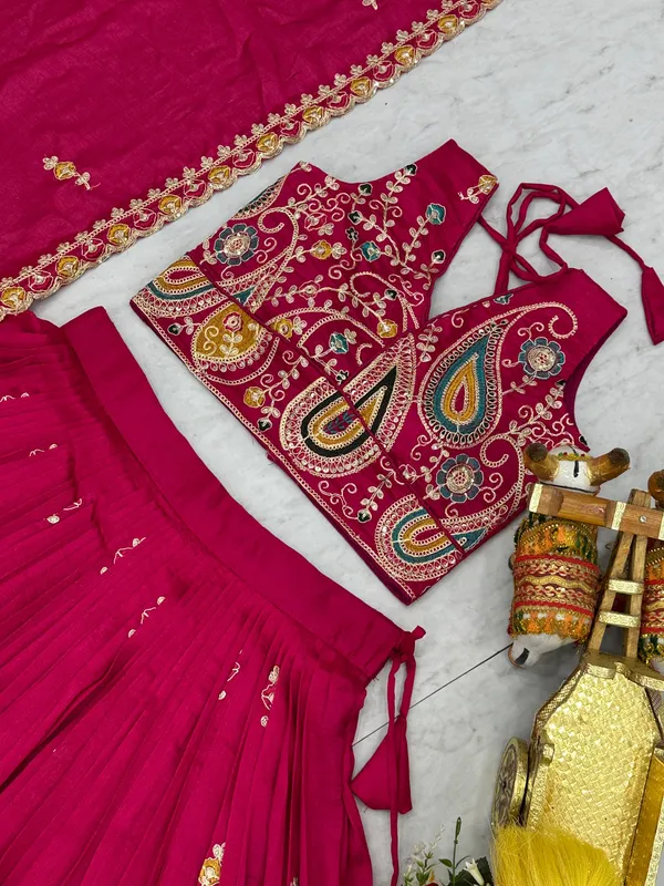 Pink_Pure_Vichitra_Lehenga_Choli_For_women