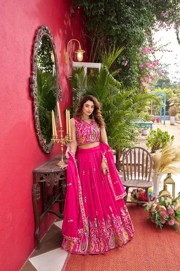 Pink_Pure_Vichitra_Lehenga_Choli_For_women