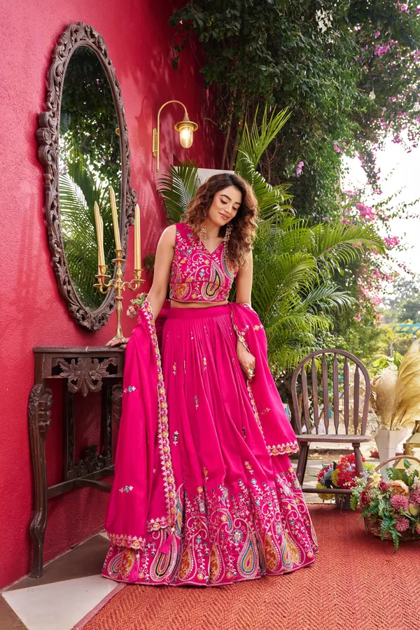 Pink_Pure_Vichitra_Lehenga_Choli_For_women