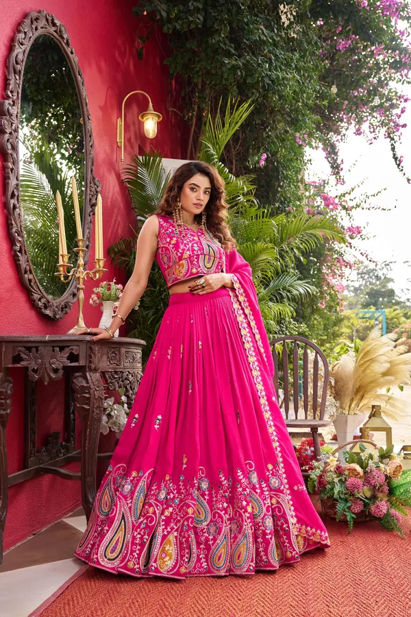 Pink_Pure_Vichitra_Lehenga_Choli_For_women