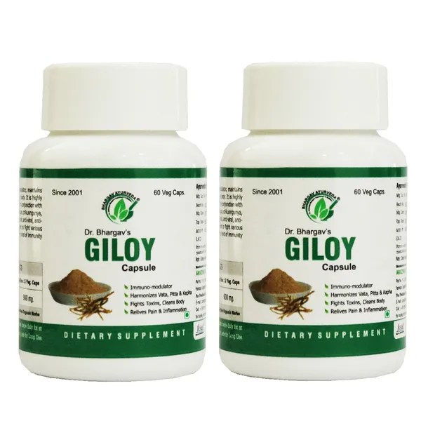 Dr.Bhargav’S_I_Giloy_Capsule_|_Relieves_Pain_I_Inflammation_|_Fights_Toxin_|_Throat_Irritation_I_Cough_|_Harmonizes_Vata_I_Pitta_I_Kapha_|_Immunity_Booster_|_Immune_Disorders_|_60_Capsules_I_Pack_Of_2
