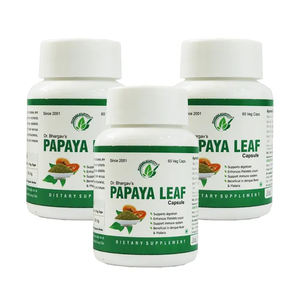 Dr.Bhargav’S_I_Papaya_Leaf_Capsules_|_Supports_Digestion_|_Beneficial_In_Dengue_Fever_I_Malaria_|_Support_Immune_System_|_Enhances_Platelets_Count_|_Fever_Herbal_Medicine_|_60_Capsules_I_Pack_Of_3