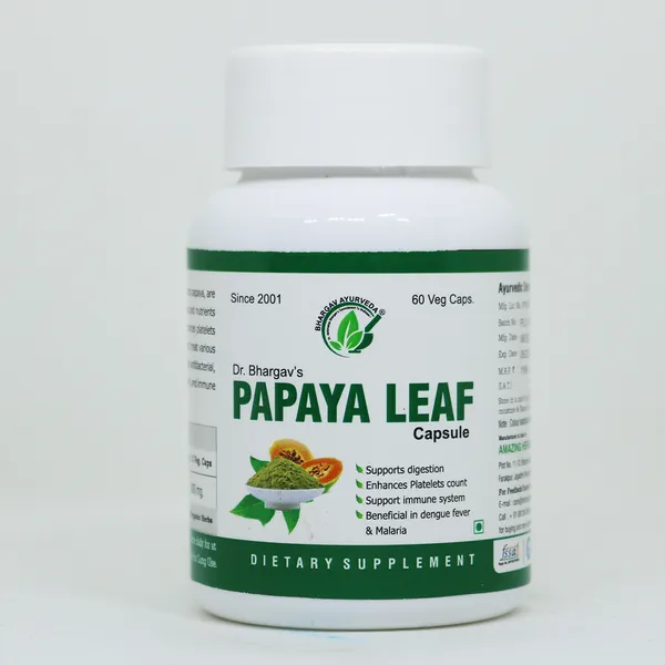 Dr.Bhargav’S_I_Papaya_Leaf_Capsules_|_Supports_Digestion_|_Beneficial_In_Dengue_Fever_I_Malaria_|_Support_Immune_System_|_Enhances_Platelets_Count_|_Fever_Herbal_Medicine_|_60_Capsules