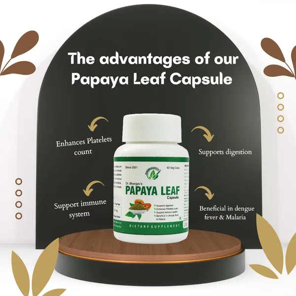 Dr.Bhargav’S_I_Papaya_Leaf_Capsules_|_Supports_Digestion_|_Beneficial_In_Dengue_Fever_I_Malaria_|_Support_Immune_System_|_Enhances_Platelets_Count_|_Fever_Herbal_Medicine_|_60_Capsules