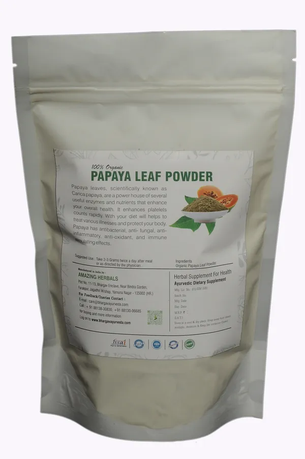 Dr.Bhargav’S_I_Papaya_Leaf_Powder_|_Face_Skin|_Supports_Digestion_|_Fever_I_Malaria_|Immune_System_|_Enhances_Platelets_Count_|_Fever_Herbal_Medicine_|_100_Gm_Powder